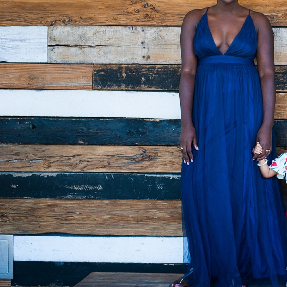 Navy blue tulle maxi